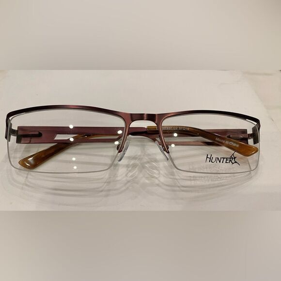 Hunter HT-837 C2 57-16-135mm  Brown Metal Half Rim Eyeglasses - Picture 1 of 12